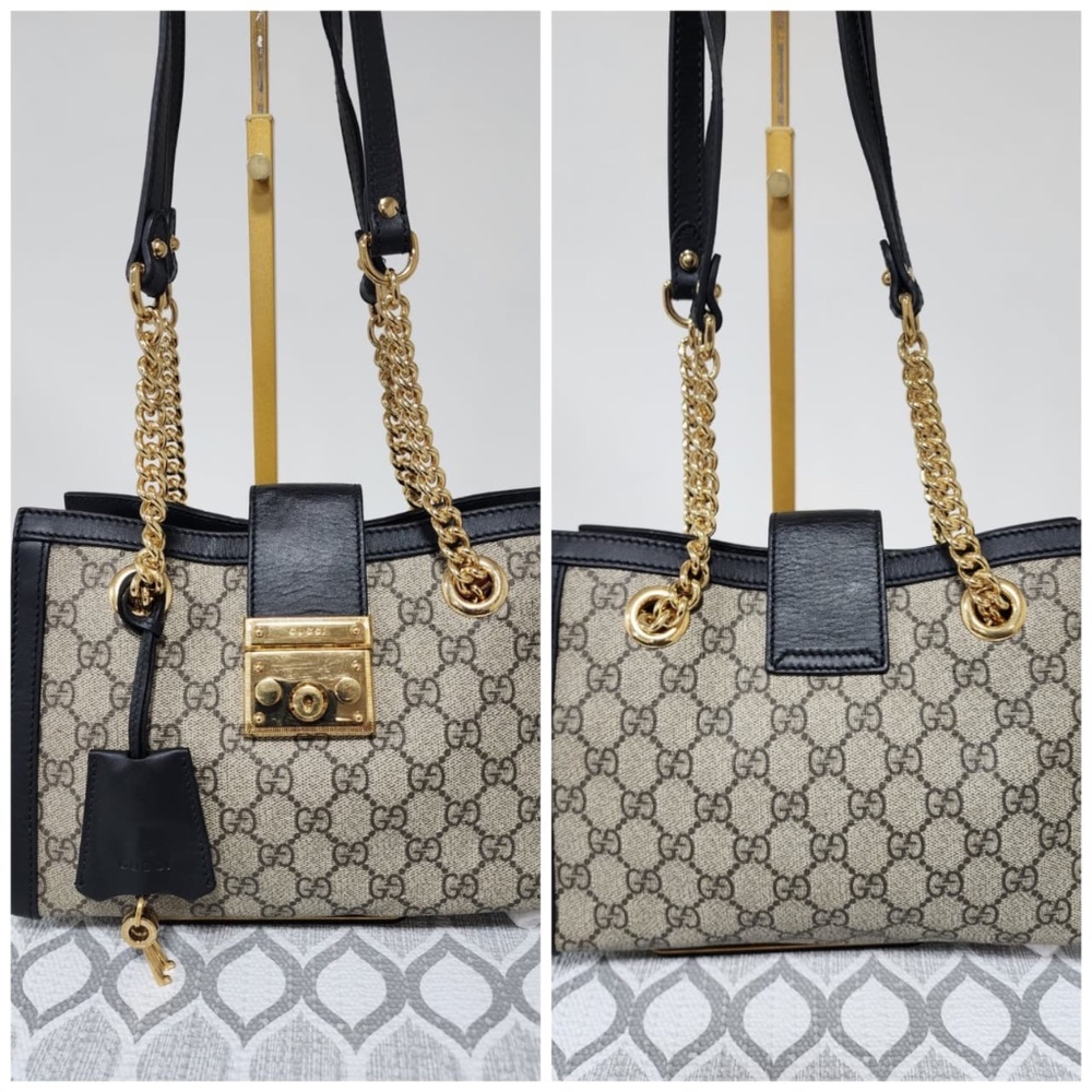 Authentic GUCCI GG Supreme Monogram Small Padlock Tote Black - Picture 10 of 14